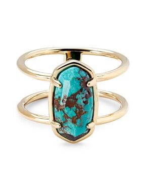 Elyse 18k Gold Vermeil Double Band Ring in Turquoise (size 6)